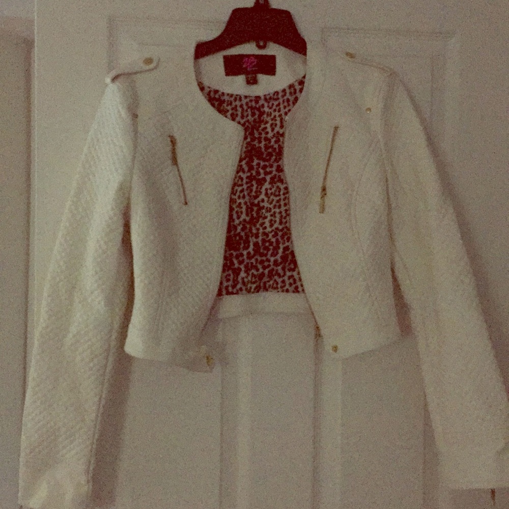 Bebe White Leather Jacket